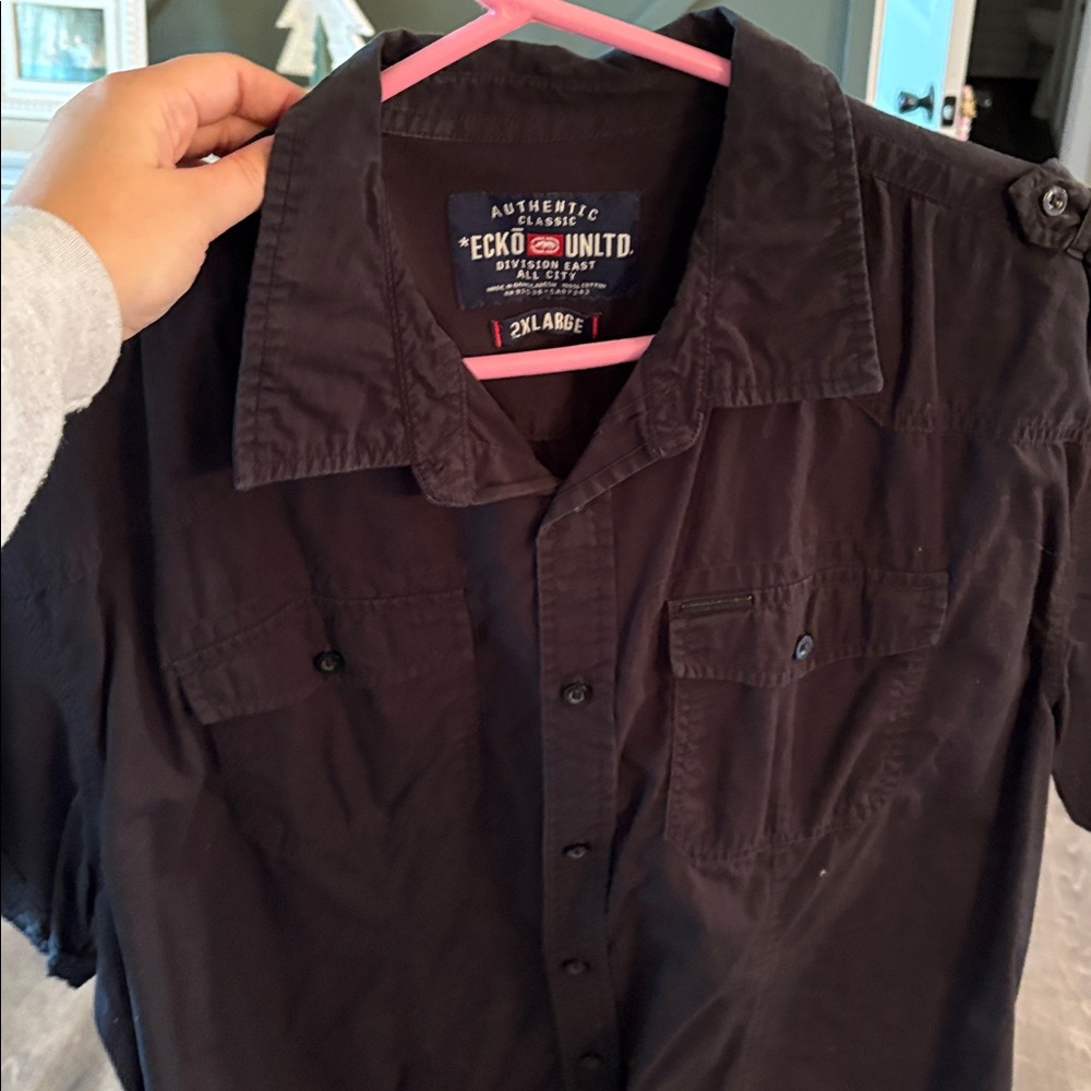 Echo Black Button Up